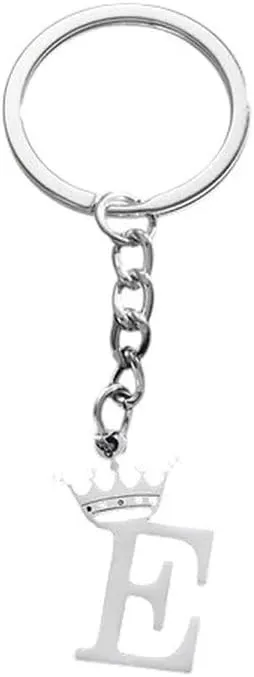 New 2026 Arrive Unisex Simple Stainless Steel Crown 26 Letters Key Chain For Women Personality Metal Initial Alphabet Keyring Car Handbag Pendant Gifts Jewelry Fashion Trendy Accessories Gift And Men