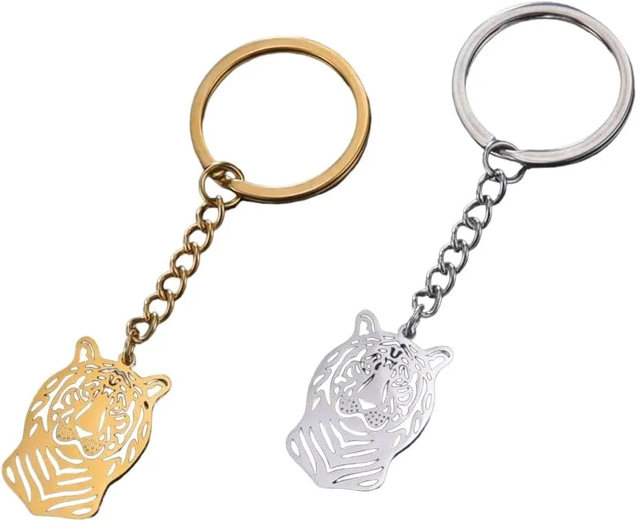 New 2026 Arrive Unisex Stainless Steel Cute Tiger Keychain Domineering Animal Keyring For Women Handbag Accessorie Simple Punk Jewelry Gifts Decoration Luxury Accessories Trendy For Women And Men