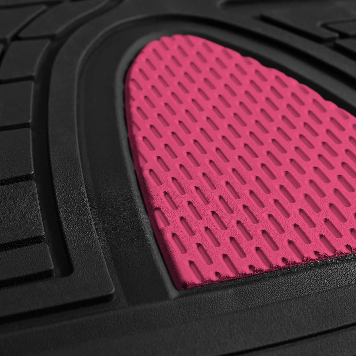New Title: FH Group Car Floor Mats - Heavy-Duty Rubber Floor Mats for Cars, Universal Fit Full Set, Trimmable Automotive Floor Mats, Climaproof Floor Mats for Most Sedan, SUV, Truck Floor Mats Pink