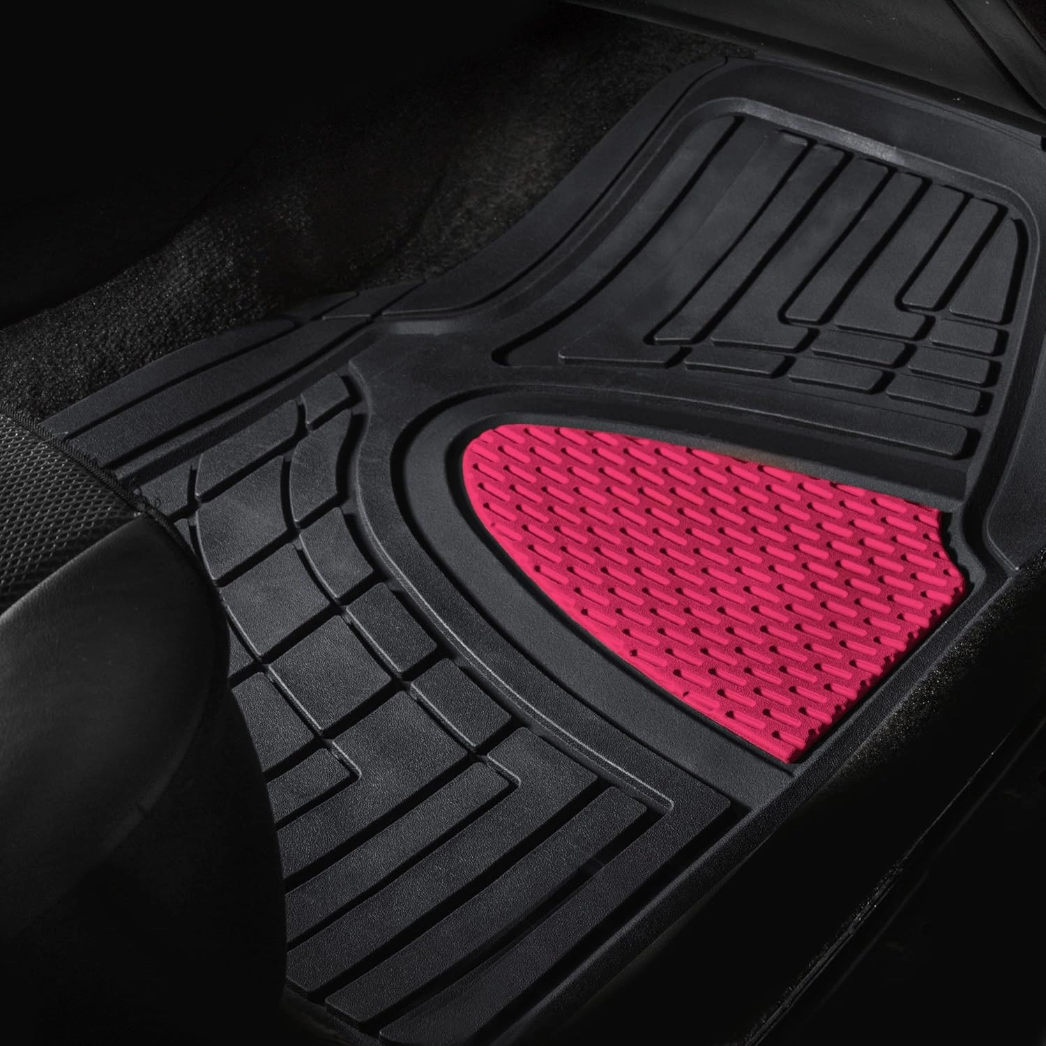 New Title: FH Group Car Floor Mats - Heavy-Duty Rubber Floor Mats for Cars, Universal Fit Full Set, Trimmable Automotive Floor Mats, Climaproof Floor Mats for Most Sedan, SUV, Truck Floor Mats Pink