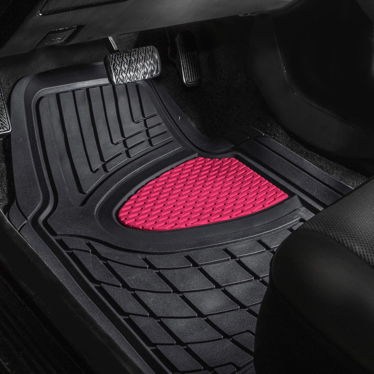 New Title: FH Group Car Floor Mats - Heavy-Duty Rubber Floor Mats for Cars, Universal Fit Full Set, Trimmable Automotive Floor Mats, Climaproof Floor Mats for Most Sedan, SUV, Truck Floor Mats Pink