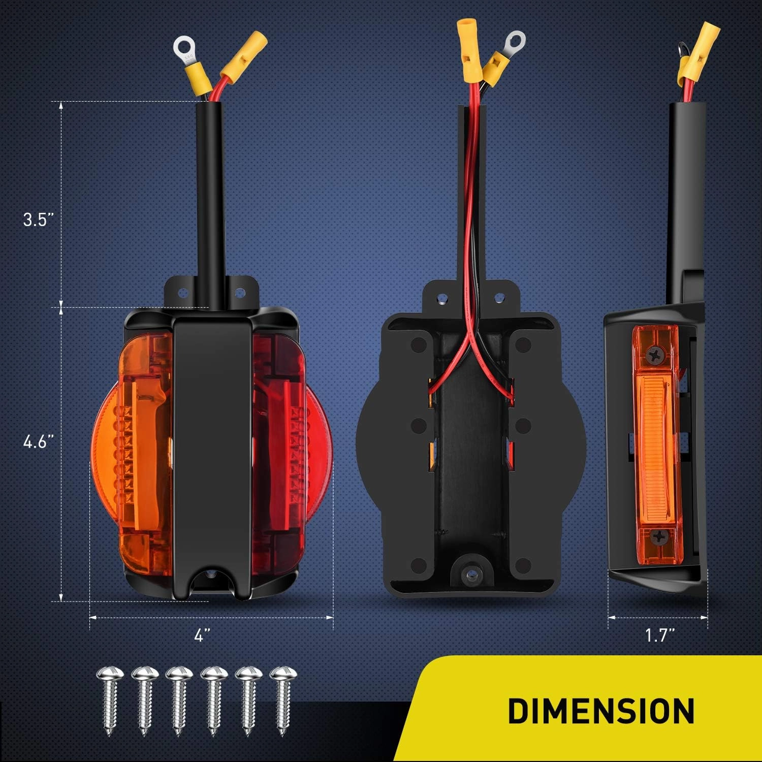 Nilight 2PCS LED Trailer Fender Lights Pre Wired Clearance Marker Lamp Amber Front Red Rear for Trucks Camper RV