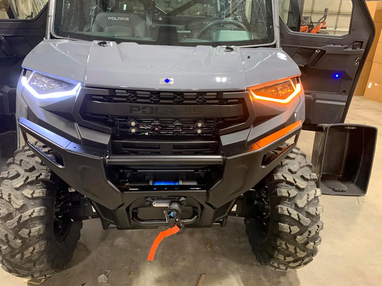 No Hole Plug And Play Turn Signal Kit For 2018  Polaris Ranger 1000, With Front LED Sequential Tube Lights (With Horn, Lever Switch)