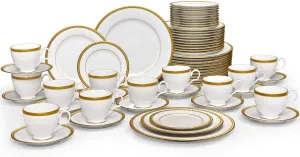 Noritake Charlotta Gold 60-Piece Value Set, Service for 12 in White