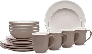 Noritake ColorTrio Clay 16-Piece Coupe Dinnerware Set, Service for 4