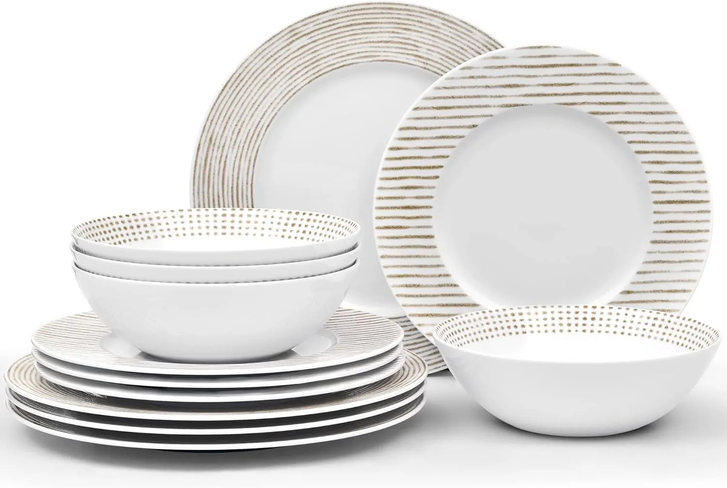 Noritake Khaki Hammock 12-Piece Rim Dinneware Set, Service for 4