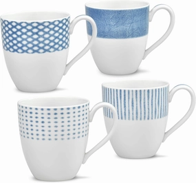 Noritake Blue Hammock Set of 4 Assorted Mugs, 15 oz.