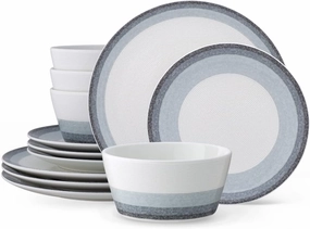 Noritake Colorscapes Layers Ash 12-Piece Coupe Dinnerware Set, Service for 4