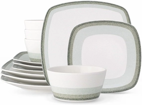 Noritake Colorscapes Layers Sage 12-Piece Square Dinnerware Set, Service for 4