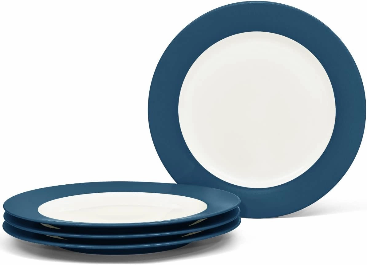 Noritake Colorwave Blue Set of 4 Rim Dinner Plates, 11"