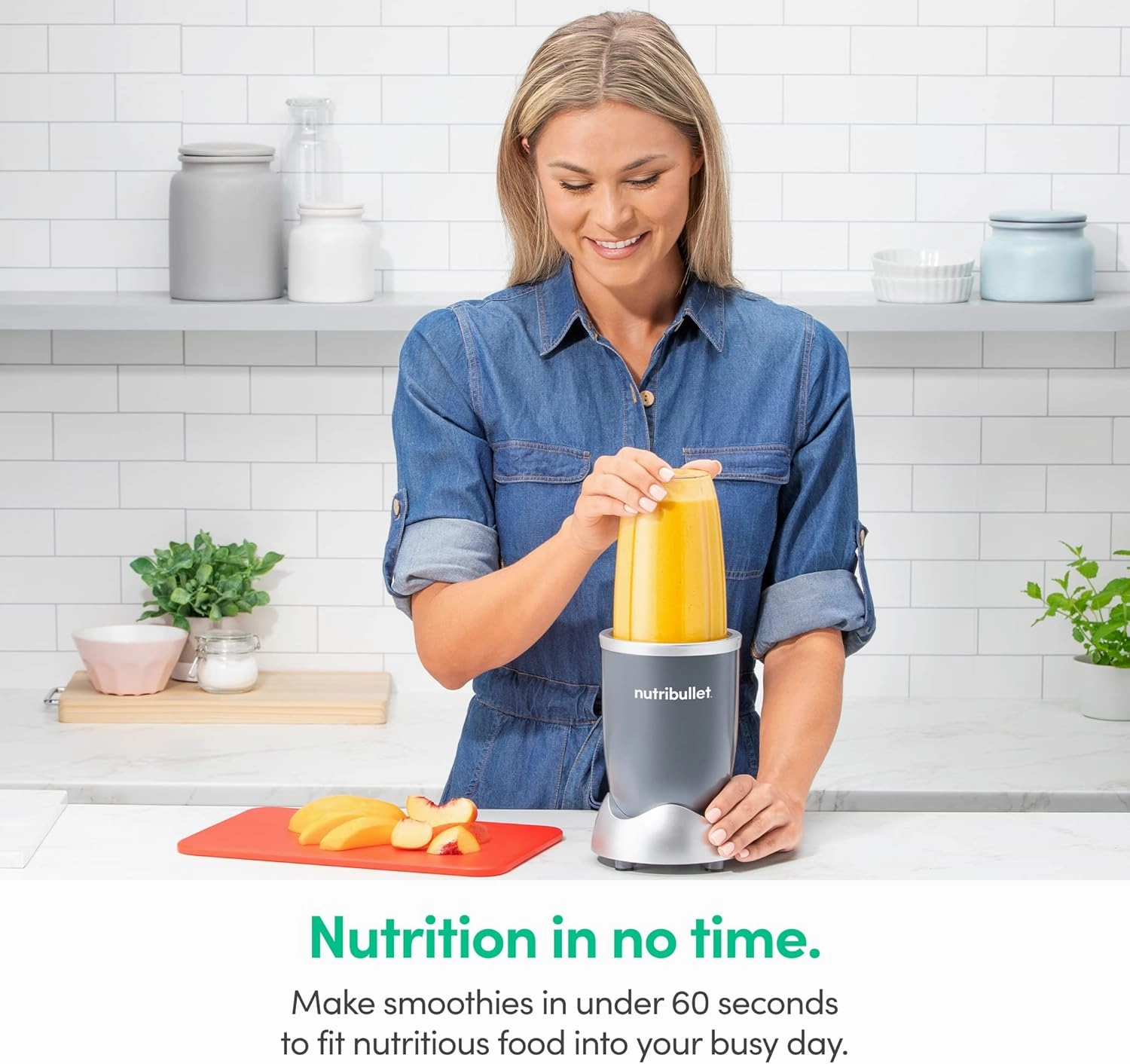 nutribullet Personal Blender for Shakes, Smoothies, Food Prep, and Frozen Blending, 24 Ounces, 600 Watt, Gray, (NBR-0601)