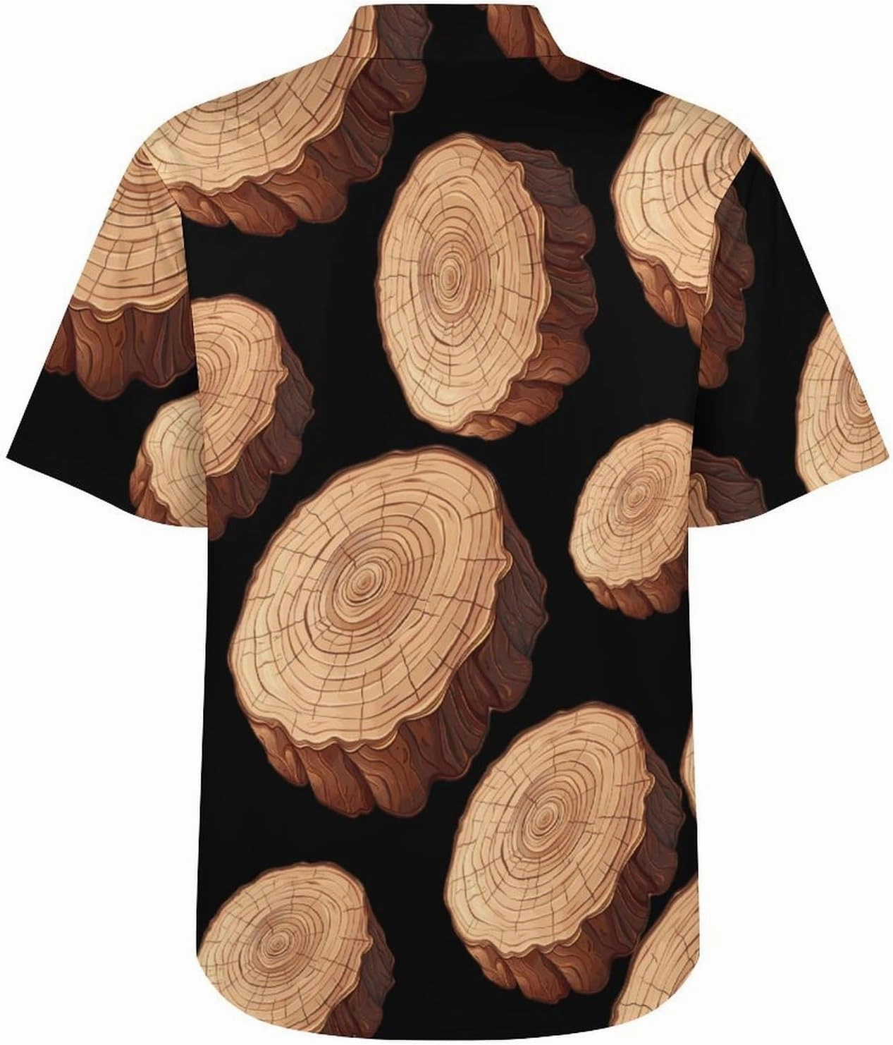 Oak Tree Ring Old Growth Tree Men's Short Sleeve Shirt Casual Button Down Shirt Banded Collar T Shirt Beach Tee with Pocket