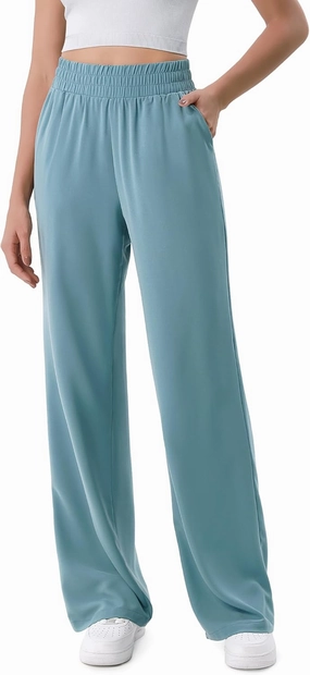 ODODOS Chiffon Flowy Wide Leg Pants for Women Lightweight High Waist Pull-On Pants with Pockets- 27" / 29" /31" Inseam