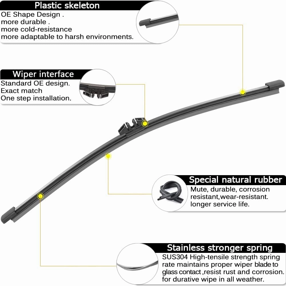 OEM Windshield Wiper Blade Replacement for Mini Cooper Countryman 2017 2018 2019 2020 2021 2022 2023 Original Equipment All-Season Rear Wiper Blade Set 23 21 10 (Set of 3)