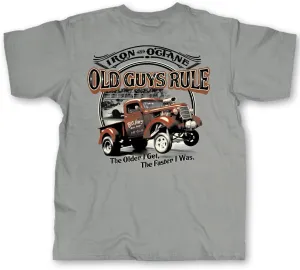 OLD GUYS RULE Men's Graphic T-Shirt, Iron and Octane - Father's Day, Birthday Gift - Novelty Tee for Classic Car Truck Lovers