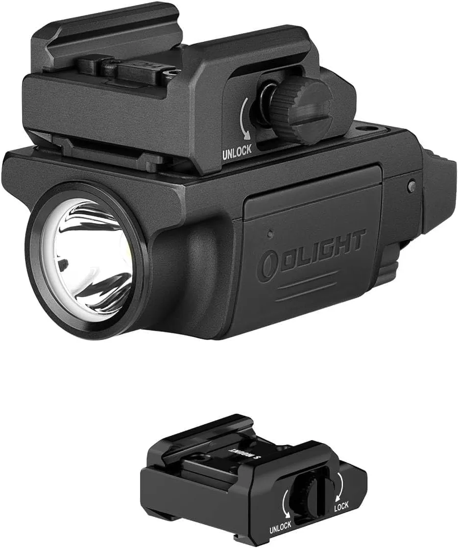OLIGHT PL-Mini 3 Bundles 43X Mos Rail Mount 600-Lumen Tactical Pistol Light Designed Exclusively and Solely for Railed G43X Mos/48 Mos/43X Rail/48 Rail Handguns, Black
