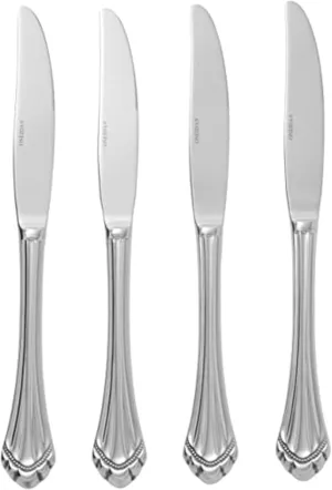 Oneida Marquette Fine Flatware Dinner Knives, Set of 4, 18/8 Stainless Steel, Silverware Set, Dishwasher Safe