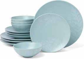 Oneida 897393 Roseto 12-Piece Dinnerware Set, French Blue