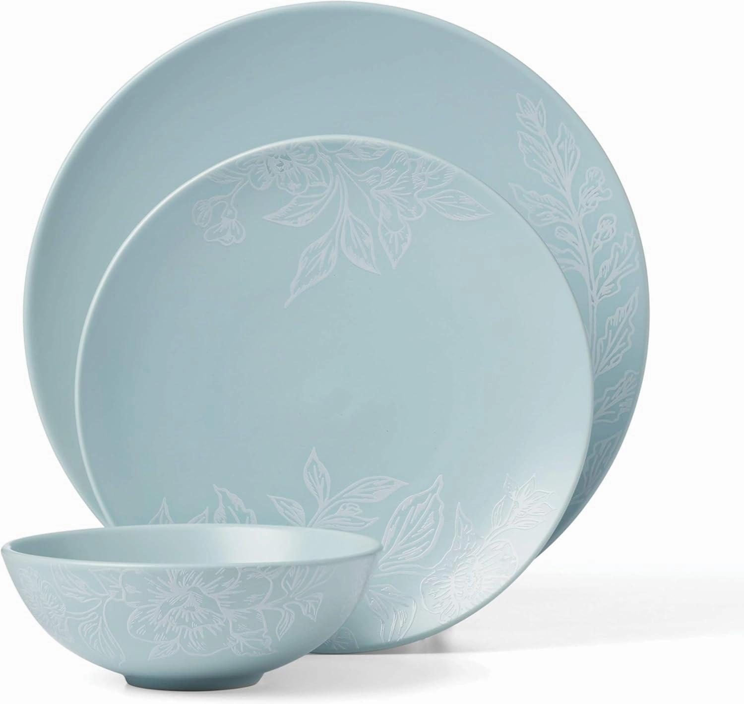 Oneida 897393 Roseto 12-Piece Dinnerware Set, French Blue