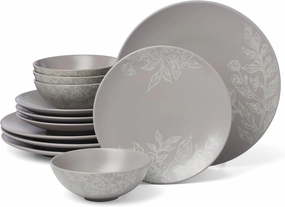 Oneida 897506 Roseto 12-Piece Dinnerware Set, Pumice, Grey