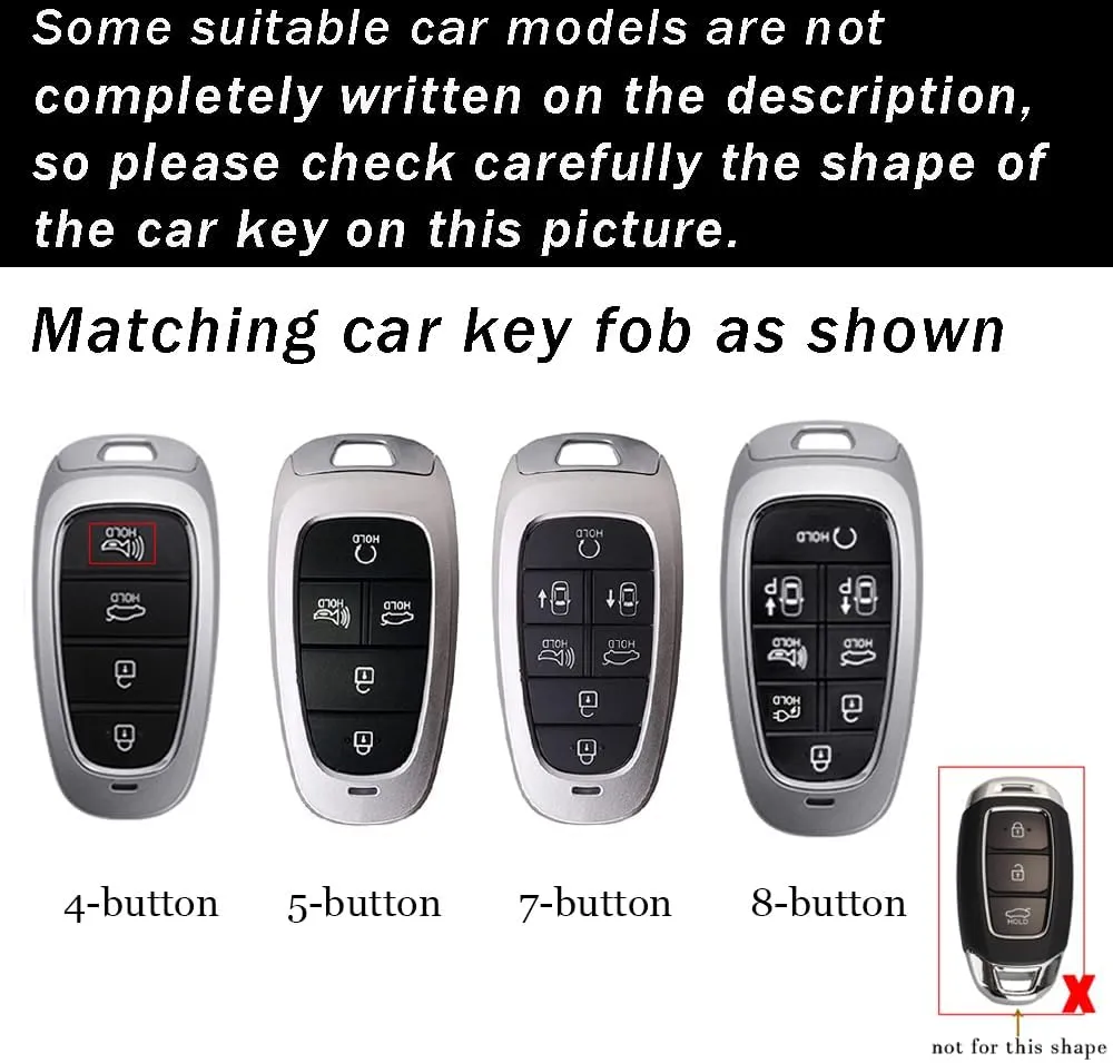 ontto 4-Button Car Key Cover with Keychain Fit for Hyundai 2020 Smart Remote Key Soft TPU Key Fob Cover Holder for Sonata Sel Ioniq 5 Nexo Tucson Sonata Grandeur Sorento Black