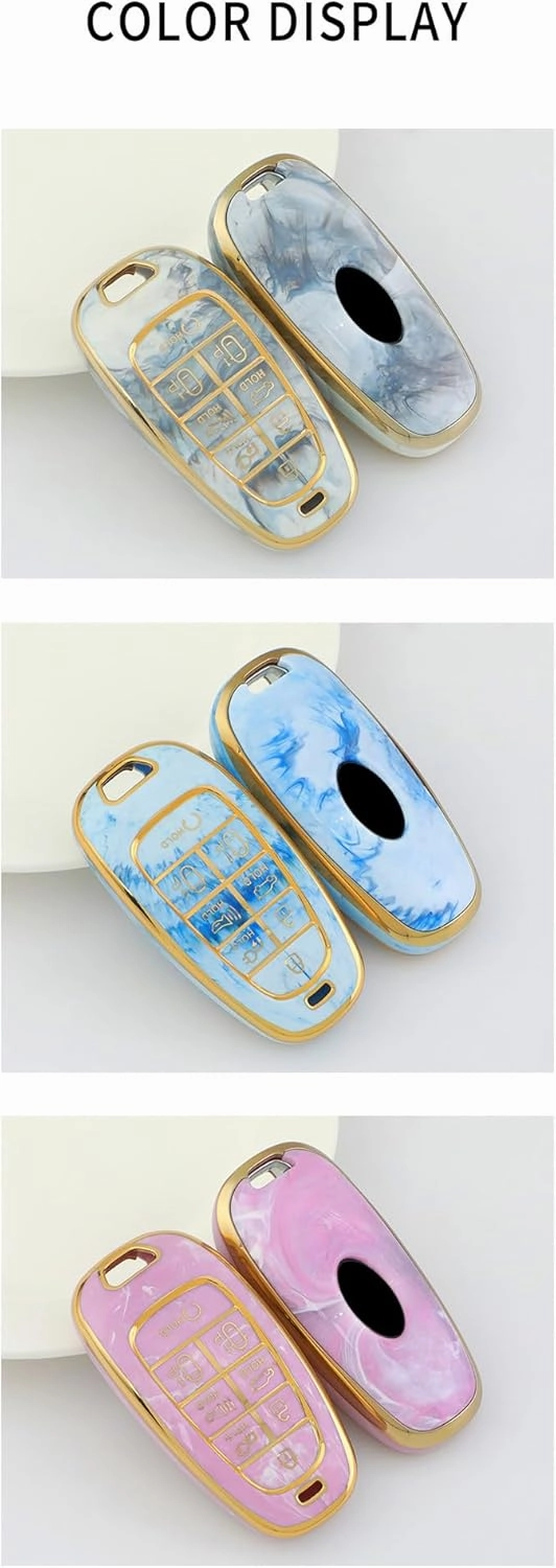 ontto Soft Key Housing Durable Key Cover TPU Key Shell Marble Texture Car Key Bag Compatible with Hyundai Sonata Sel IONIQ 5 Nexo Tucson Sonata 2020 Grandeur 2020 Sonata Limited Sorento Key Fob Grey