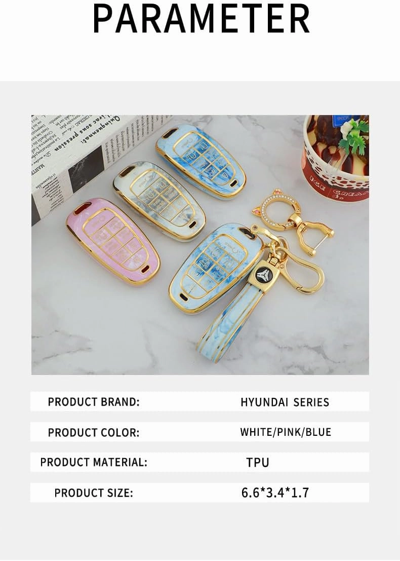 ontto Soft Key Housing Durable Key Cover TPU Key Shell Marble Texture Car Key Bag Compatible with Hyundai Sonata Sel IONIQ 5 Nexo Tucson Sonata 2020 Grandeur 2020 Sonata Limited Sorento Key Fob Grey