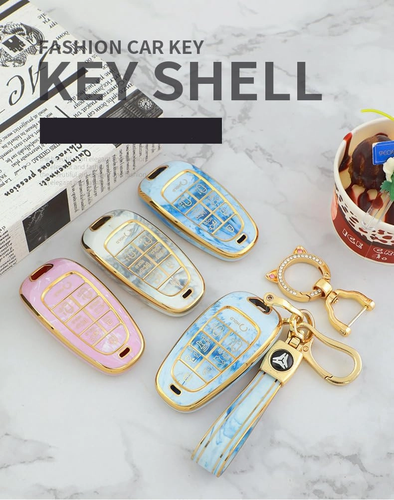 ontto Soft Key Housing Durable Key Cover TPU Key Shell Marble Texture Car Key Bag Compatible with Hyundai Sonata Sel IONIQ 5 Nexo Tucson Sonata 2020 Grandeur 2020 Sonata Limited Sorento Key Fob Grey