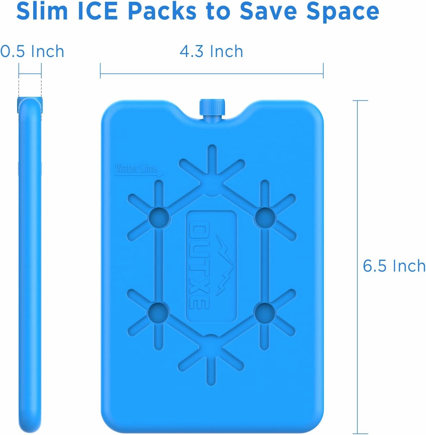 OUTXE Ice Packs for Lunch Box - Reusable Ultra-Thin Freezer Packs - Long-Lasting Cool Packs for Coolers, Keep Food Fresh and Cold in Lunch Boxes and breastmilk Bags