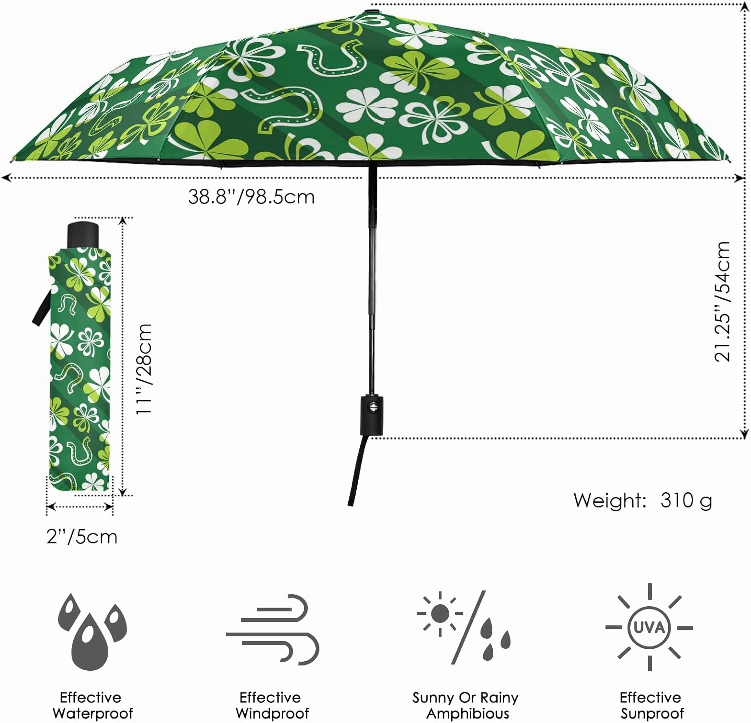 Oyihfvs Automatic Windproof Waterproof Umbrella, Folding Umbrella Reinforced Portable Compact UV Protection Sun rain Auto Open/Close