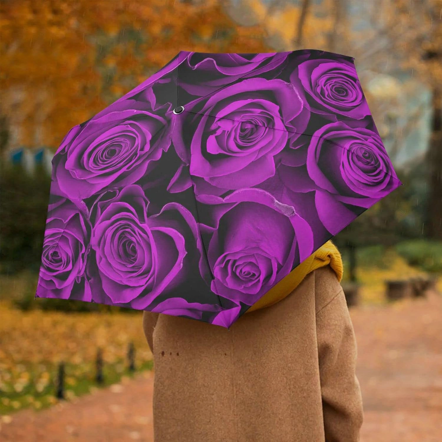 Oyihfvs Automatic Windproof Waterproof Umbrella, Folding Umbrella Reinforced Portable Compact UV Protection Sun rain Auto Open/Close