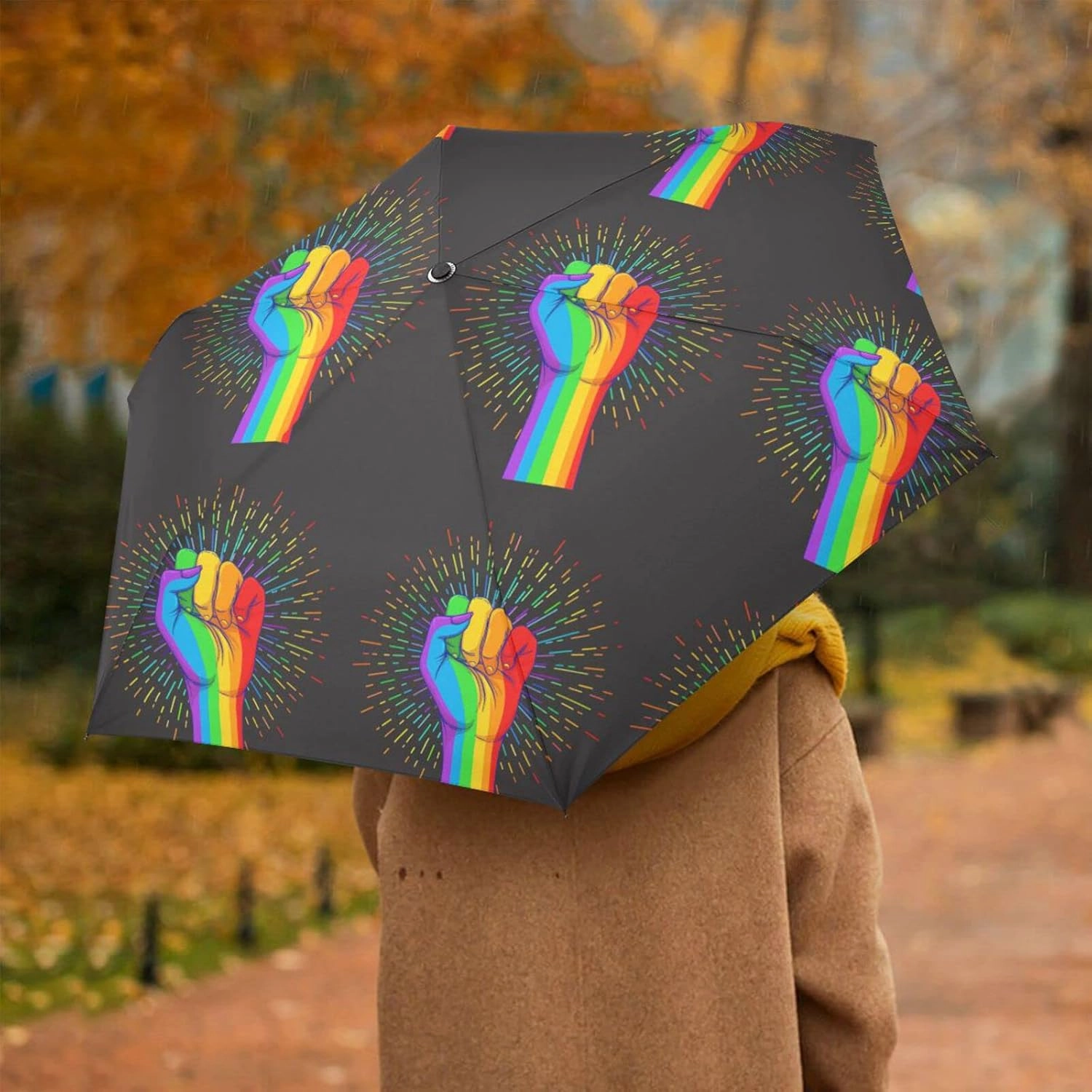 Oyihfvs Automatic Windproof Waterproof Umbrella, Folding Umbrella Reinforced Portable Compact UV Protection Sun rain Auto Open/Close