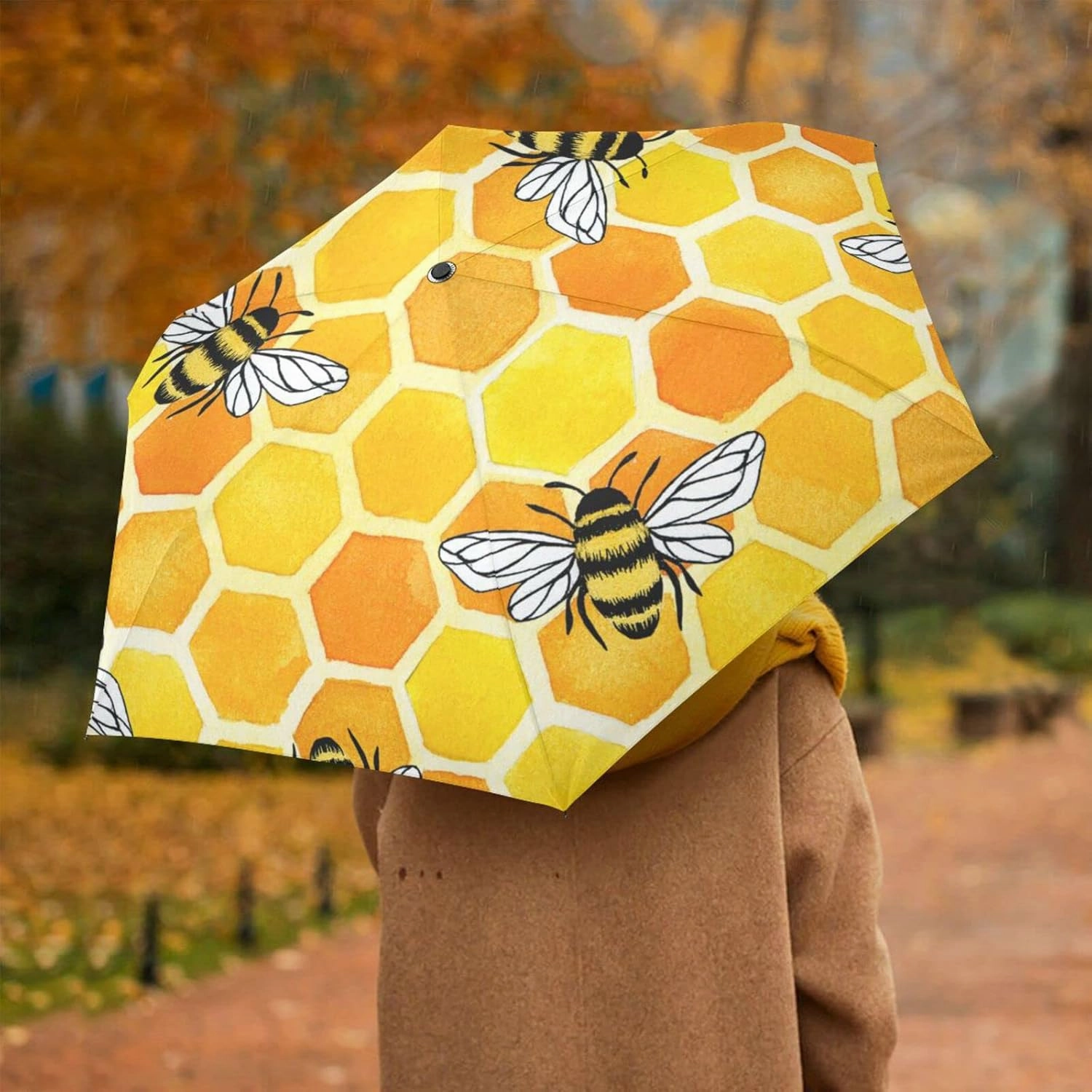 Oyihfvs Automatic Windproof Waterproof Umbrella, Folding Umbrella Reinforced Portable Compact UV Protection Sun rain Auto Open/Close