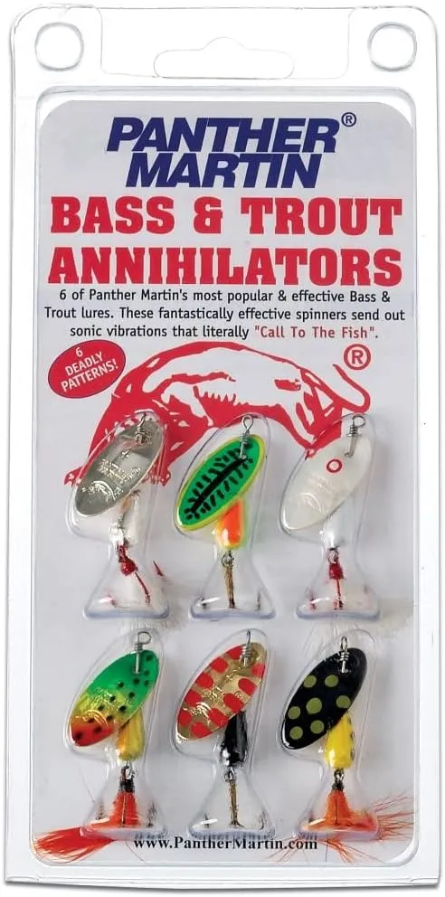 Panther Martin Fishing Lures 6-Pack All Time Greatest Fish Catcher World Famous Spinning Lures in Value Kit Spinners for Trout, Salmon, Panfish, Bass, Crappie & Perch.