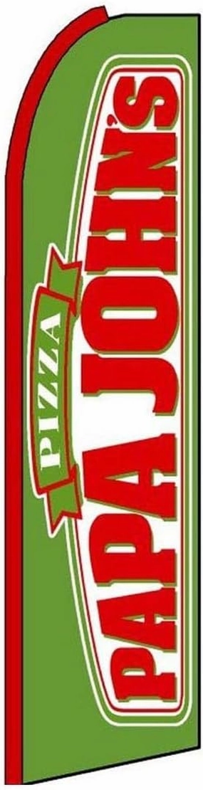 Papa Johns Feather Flag | 3ft W x 11.5ft H | Durable Super-Knit Polyester | Outdoor Advertising Banner Flag for Promotions