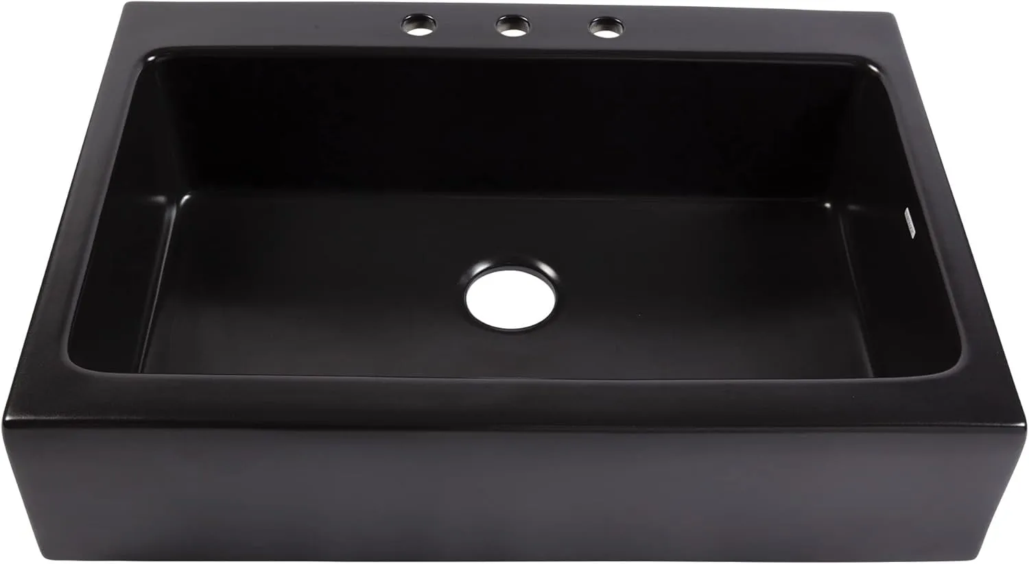 Parker Fireclay Quick-Fit Drop-In Farmhouse Kitchen Sink and Care Kit, 34" Matte Black Single Bowl with 3 Holes