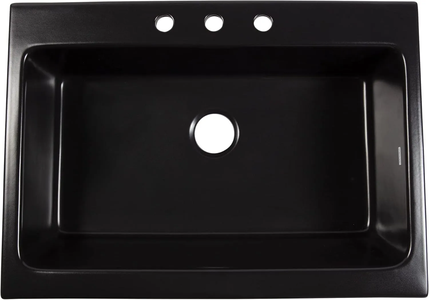Parker Fireclay Quick-Fit Drop-In Farmhouse Kitchen Sink and Care Kit, 34" Matte Black Single Bowl with 3 Holes