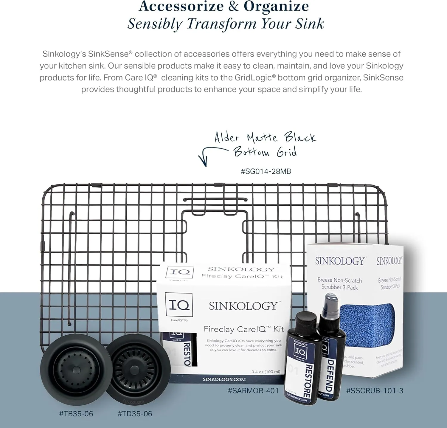 Parker Fireclay Quick-Fit Drop-In Farmhouse Kitchen Sink and Care Kit, 34" Matte Black Single Bowl with 3 Holes