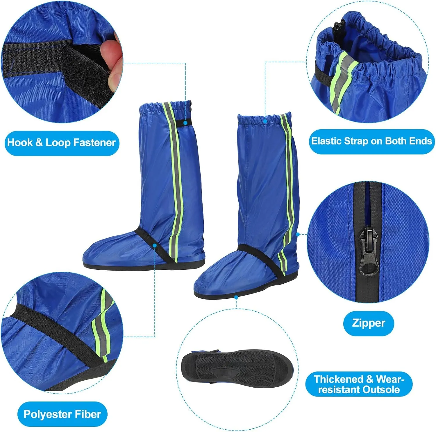PATIKIL Waterproof Shoe Covers, Reusable Non-slip Zipper Rain Shoe Cover Snow Boot Covers
