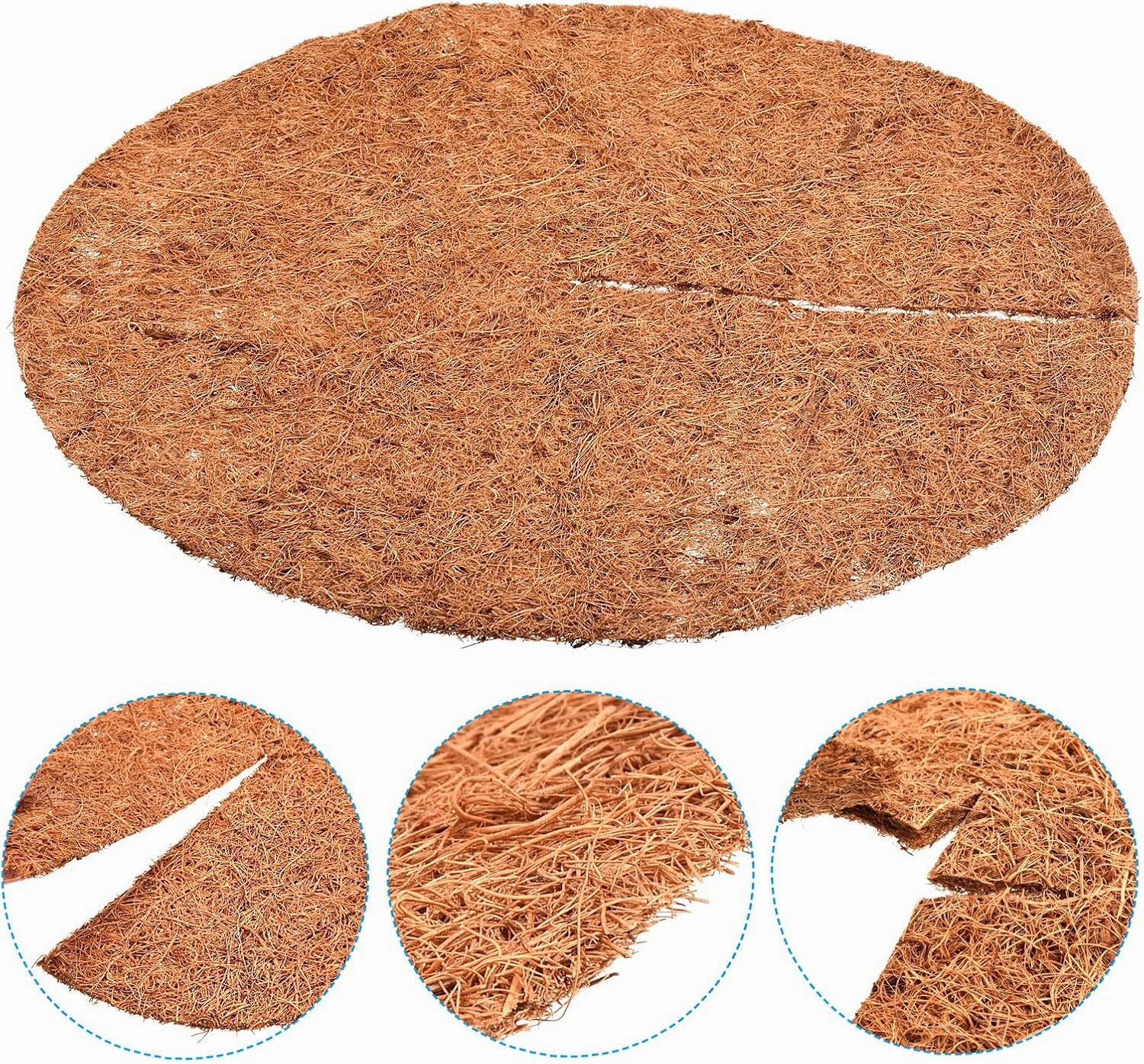 PATIKIL Coconut Fiber Mulch Ring Mat 16 Inch, 5 Pack Y Coco Coir Tree Protector Root Soil Cover for Indoor Outdoor Potted Plants