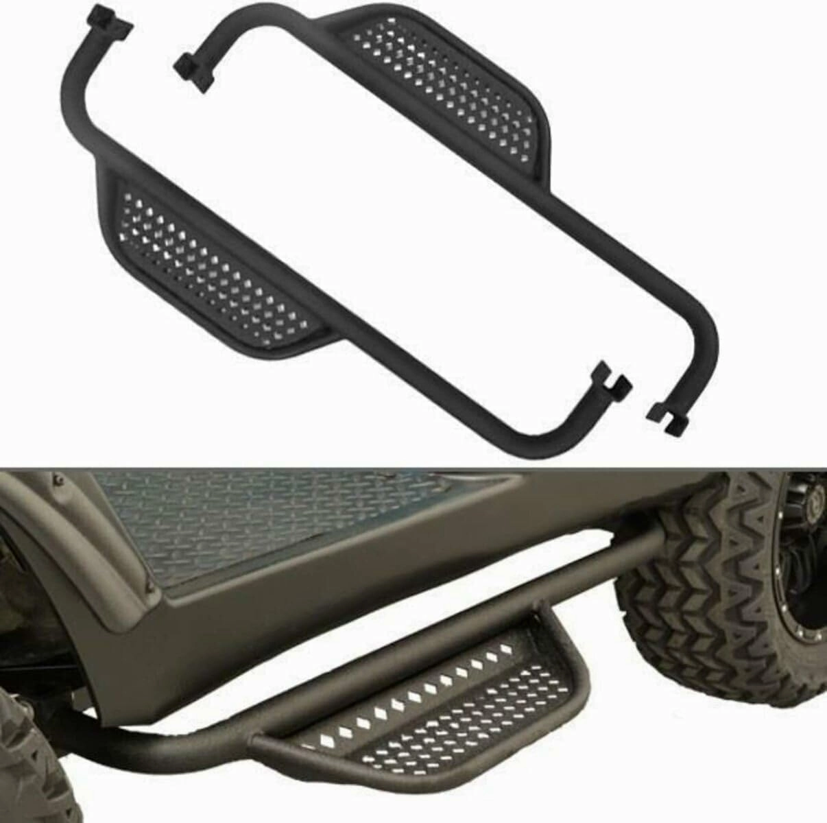 Performance Plus Carts MadJax MJFX Club Car Precedent Golf Cart Armor Nerf Bar Drop Down Side Step and Mounting Kit | Black Matte Texture | Compatible with 2004-Up Models