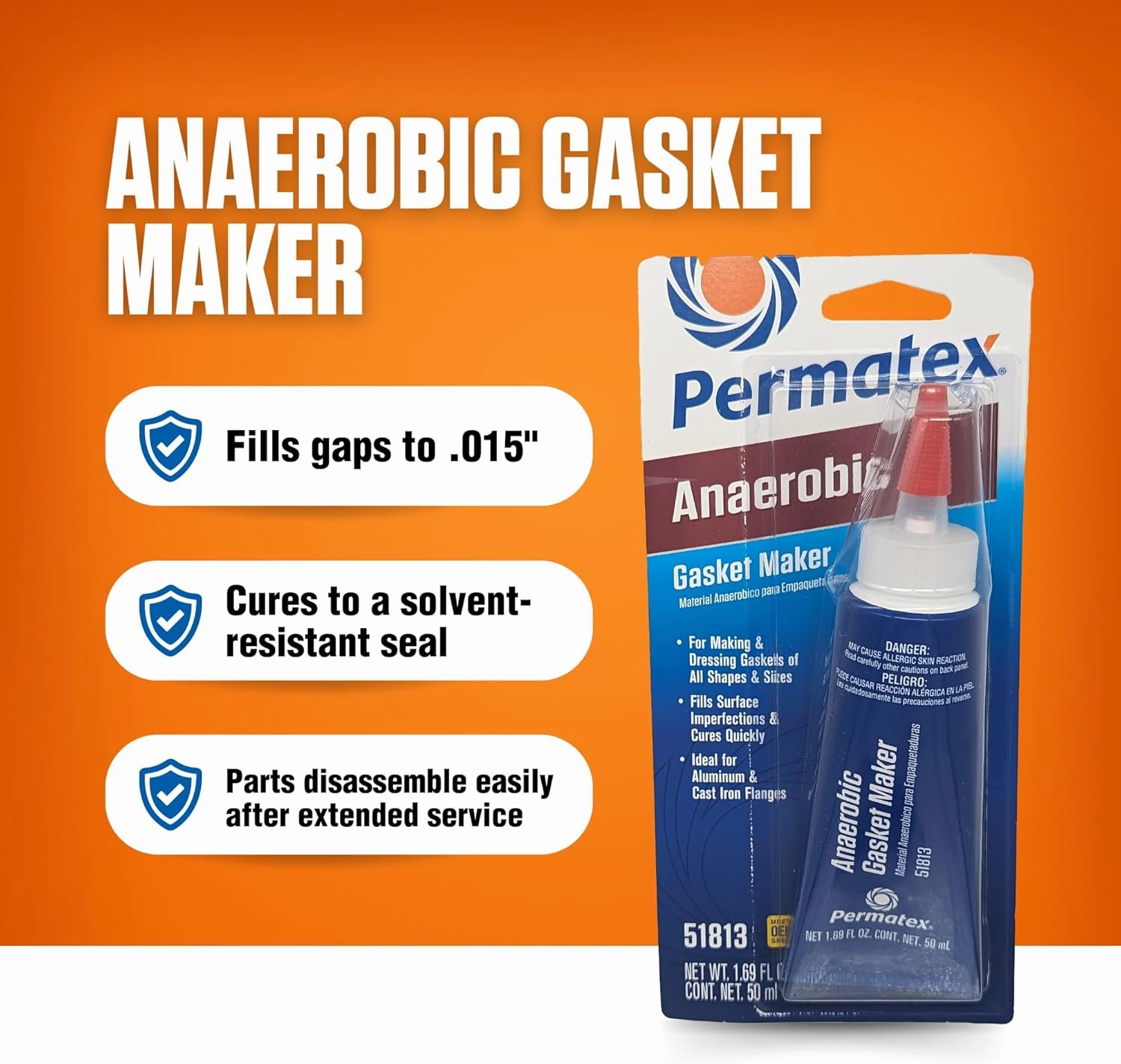 Permatex 51813-6PK Anaerobic Gasket Maker, 50 ml Tube (Pack of 6)