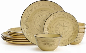 Pfaltzgraff Trellis Sunflower 12 Piece Dinnerware Set, Service for 4, Yellow