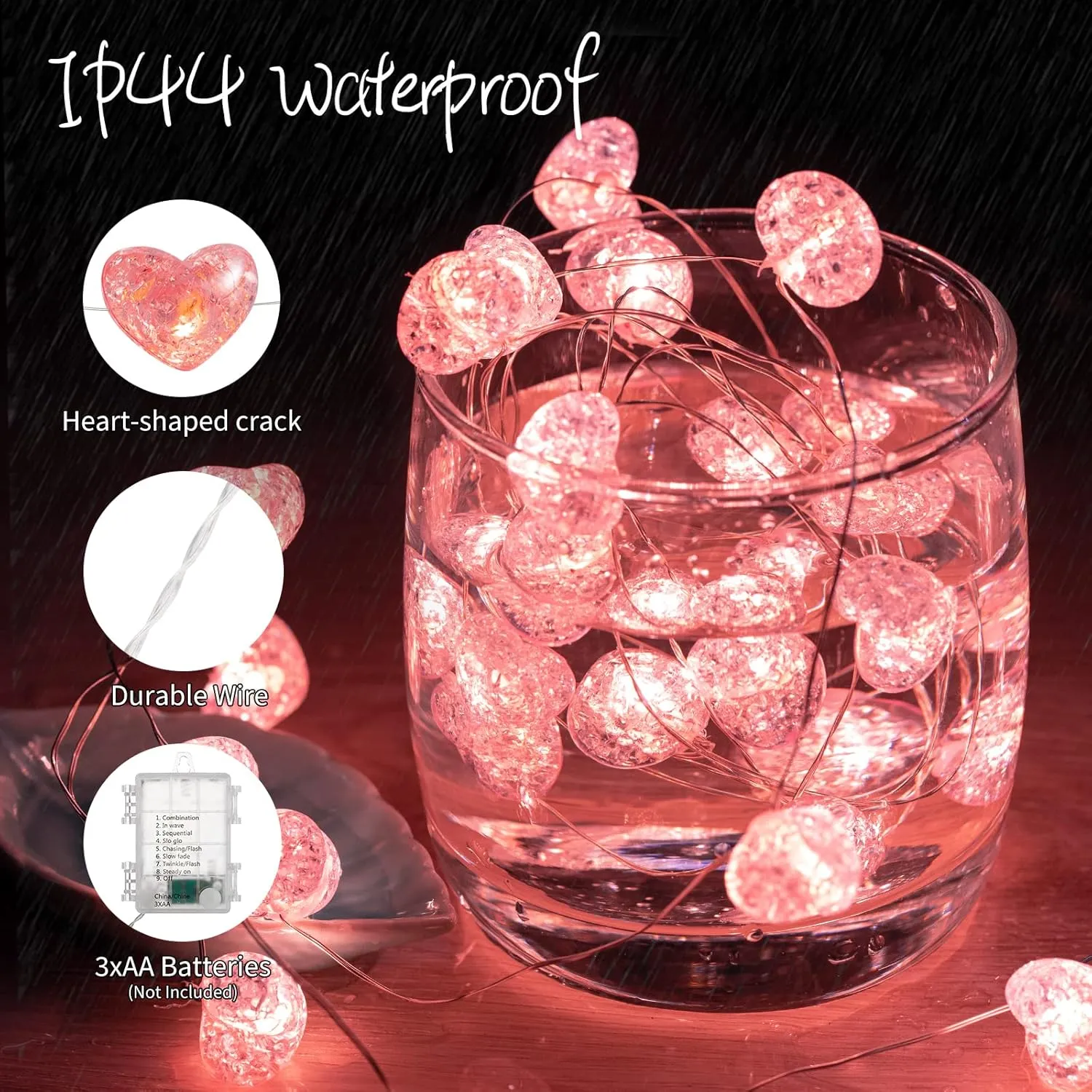 Pink Heart Fairy Lights
