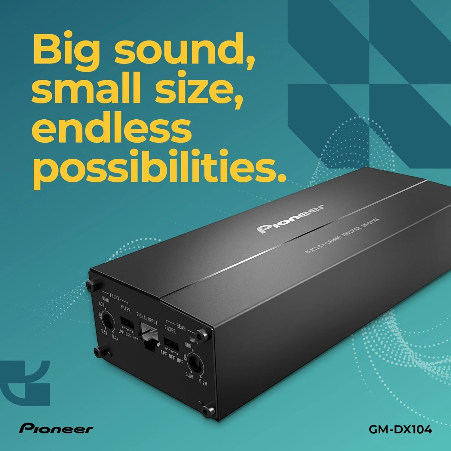 Pioneer GM-DX104 4-Channel Class D Bridgeable Car Amplifier – 400W Max Power, 45W RMS