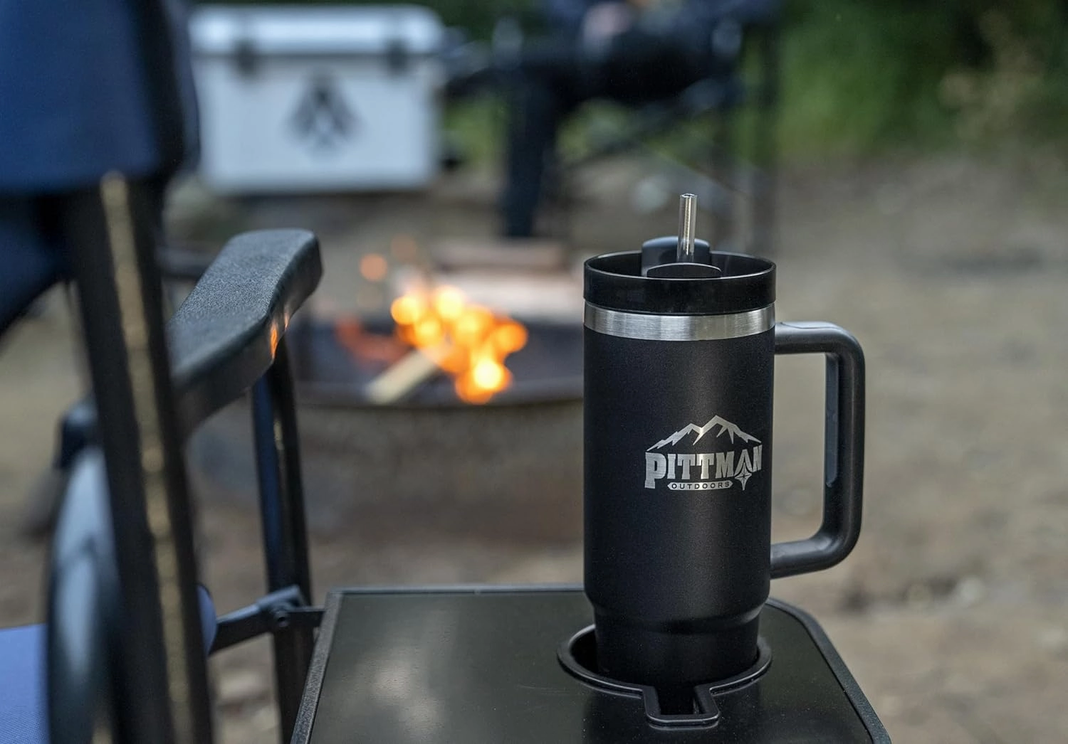 Pittman Outdoors 40oz. Hydration Tumbler with Comfort Soft Handle, Black - Vacuum Insulated Travel Coffee and Drink Mug