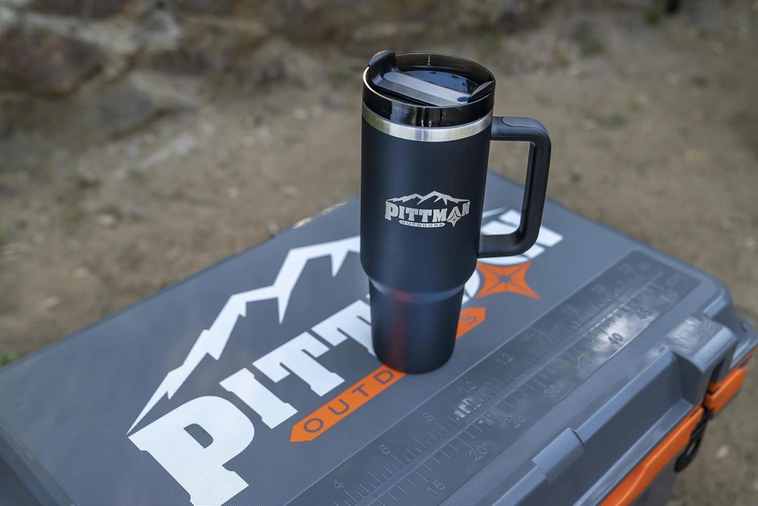 Pittman Outdoors 40oz. Hydration Tumbler with Comfort Soft Handle, Black - Vacuum Insulated Travel Coffee and Drink Mug