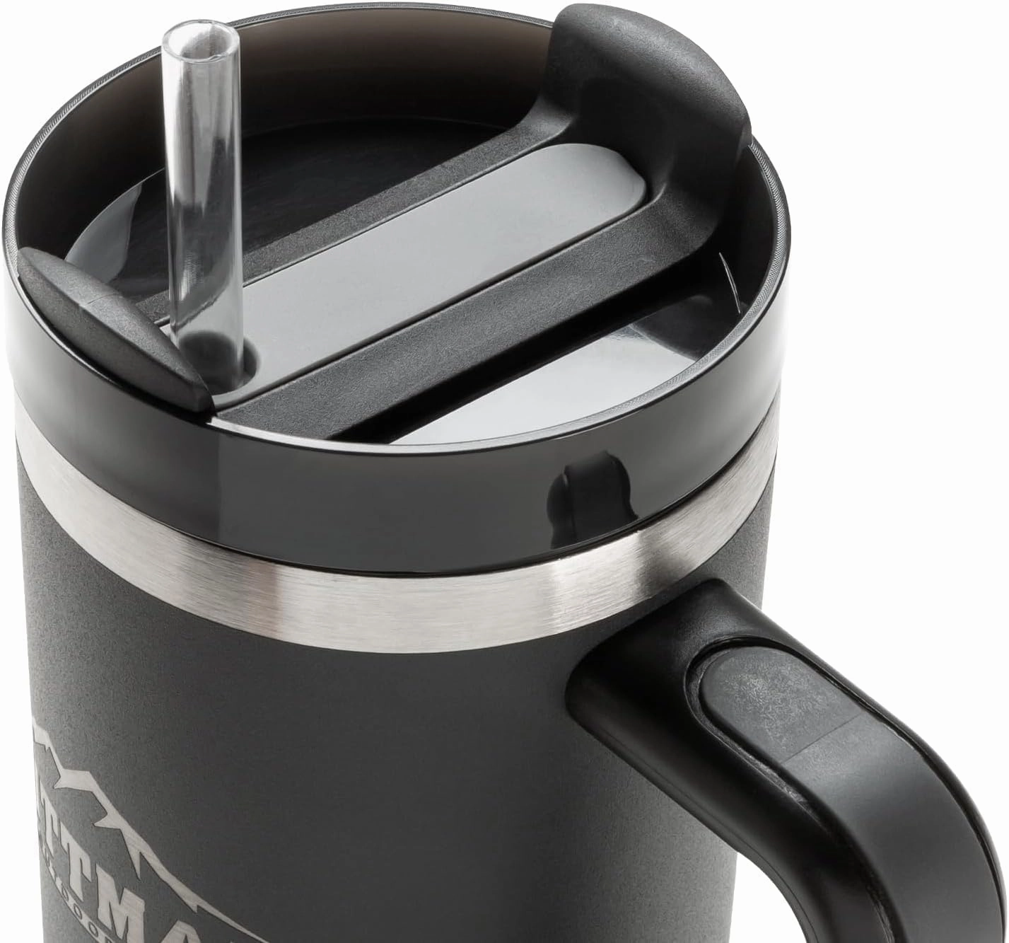 Pittman Outdoors 40oz. Hydration Tumbler with Comfort Soft Handle, Black - Vacuum Insulated Travel Coffee and Drink Mug