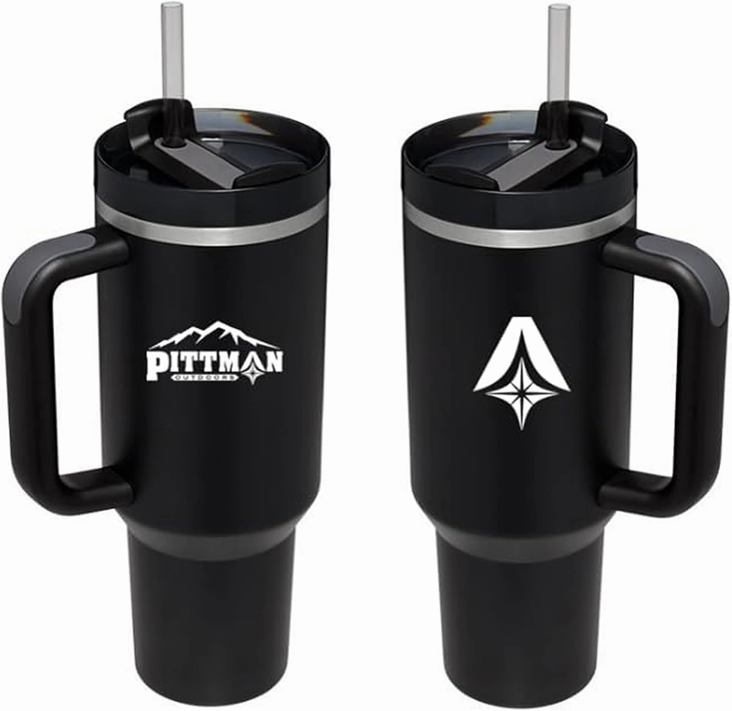 Pittman Outdoors 40oz. Hydration Tumbler with Comfort Soft Handle, Black - Vacuum Insulated Travel Coffee and Drink Mug