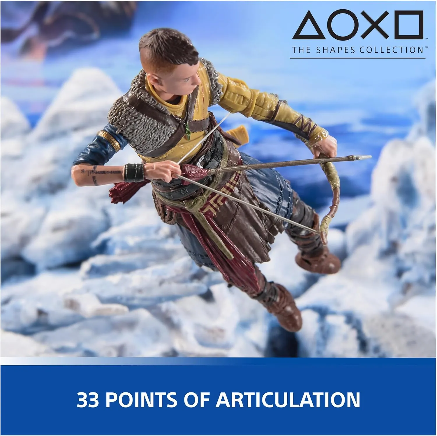 PlayStation God of War Ragnarok, 6” Atreus Action Figure with 4 Accessories, The Shapes Collection, for PS5 Fans & Collectors Ages 17 
